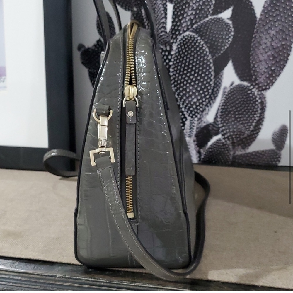 Kate Spade Gray Croc-Embossed Satchel with Gold Hardware  NWOT - Picture 5 of 14